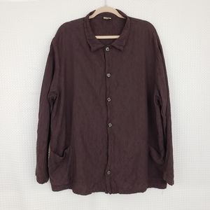 CP Shades Button Down Shirt Lagenlook Embroidered Boho Top Purple size Large